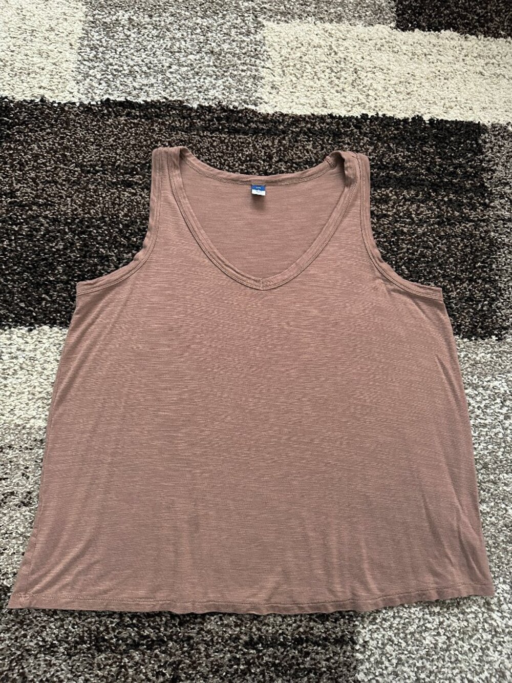 OLD NAVY (L) Warm Brown Luxe Slub Knit Swing Tank Top Rare Earth Loose Flowy